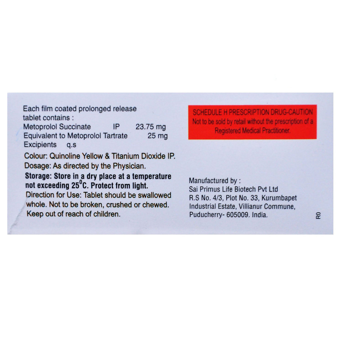 TRANSLOL XL 25MG TABLET, Pack of 10 TABLETS TRANSLOL XL 25MG TABLET, Pack of 10 TABLETS