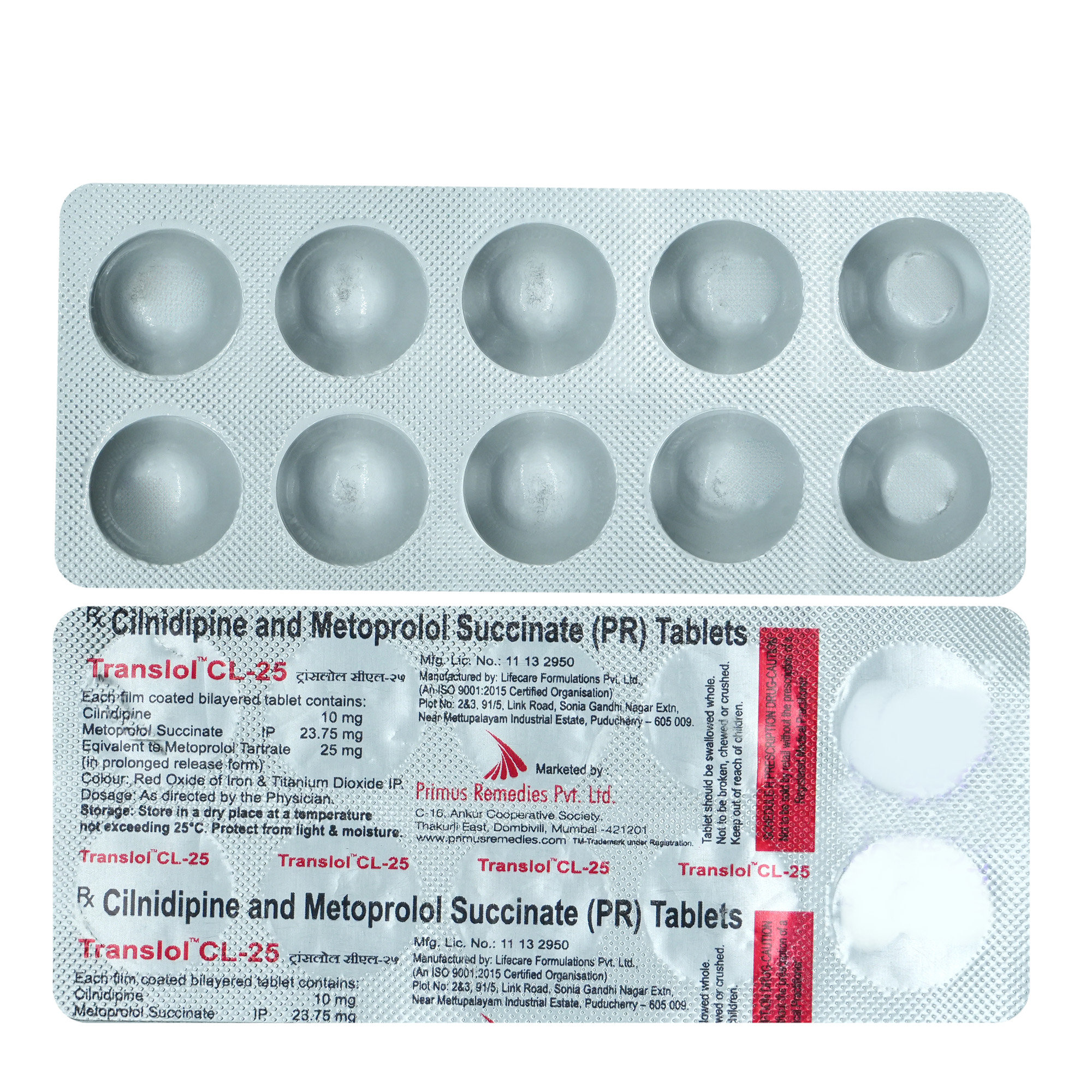 Translol CL 25 Tablet 10's, Pack of 10 TABLETS Translol CL 25 Tablet 10's, Pack of 10 TABLETS