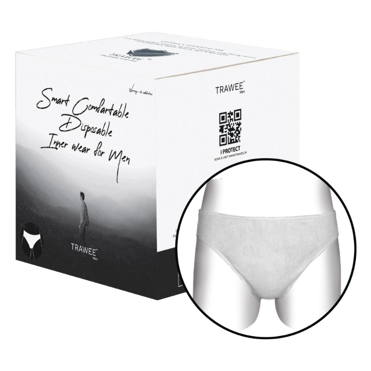Trawee Men's Travel Disposable Brief Medium, 5 Count, Pack of 1 Trawee Men's Travel Disposable Brief Medium, 5 Count, Pack of 1