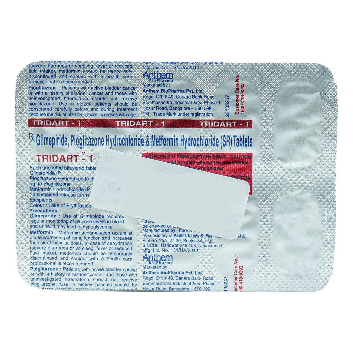 Tridart-1 Tablet 10's, Pack of 10 TABLETS Tridart-1 Tablet 10's, Pack of 10 TABLETS