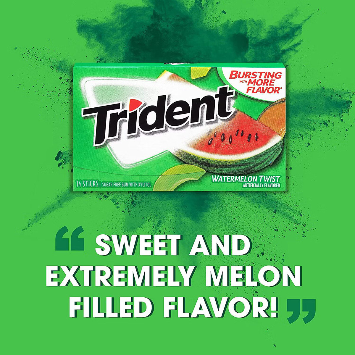 Trident Sugarfree Watermelon Twist Gum, 14 Sticks, Pack of 1 Trident Sugarfree Watermelon Twist Gum, 14 Sticks, Pack of 1