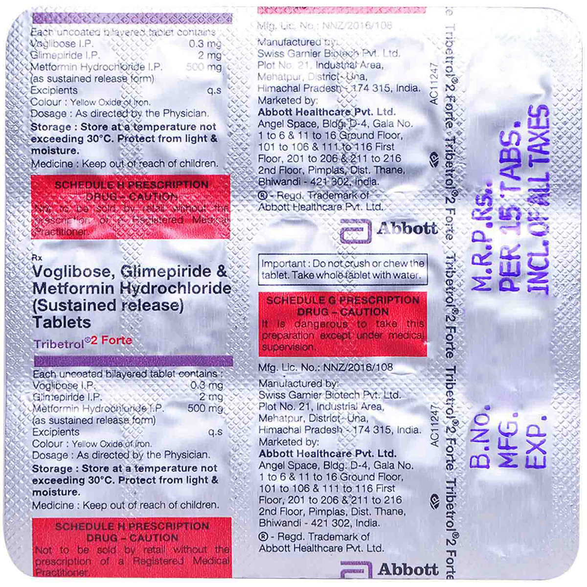 Tribetrol 2 Forte Tablet 15's, Pack of 15 TABLET SRS Tribetrol 2 Forte Tablet 15's, Pack of 15 TABLET SRS