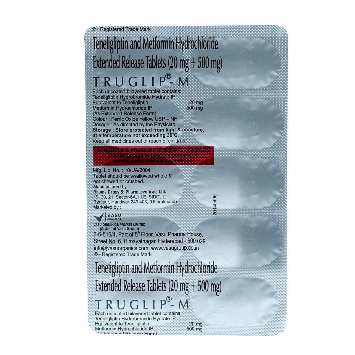 Truglip-M 20 mg/500 mg Tablet 10's, Pack of 10 TabletS Truglip-M 20 mg/500 mg Tablet 10's, Pack of 10 TabletS