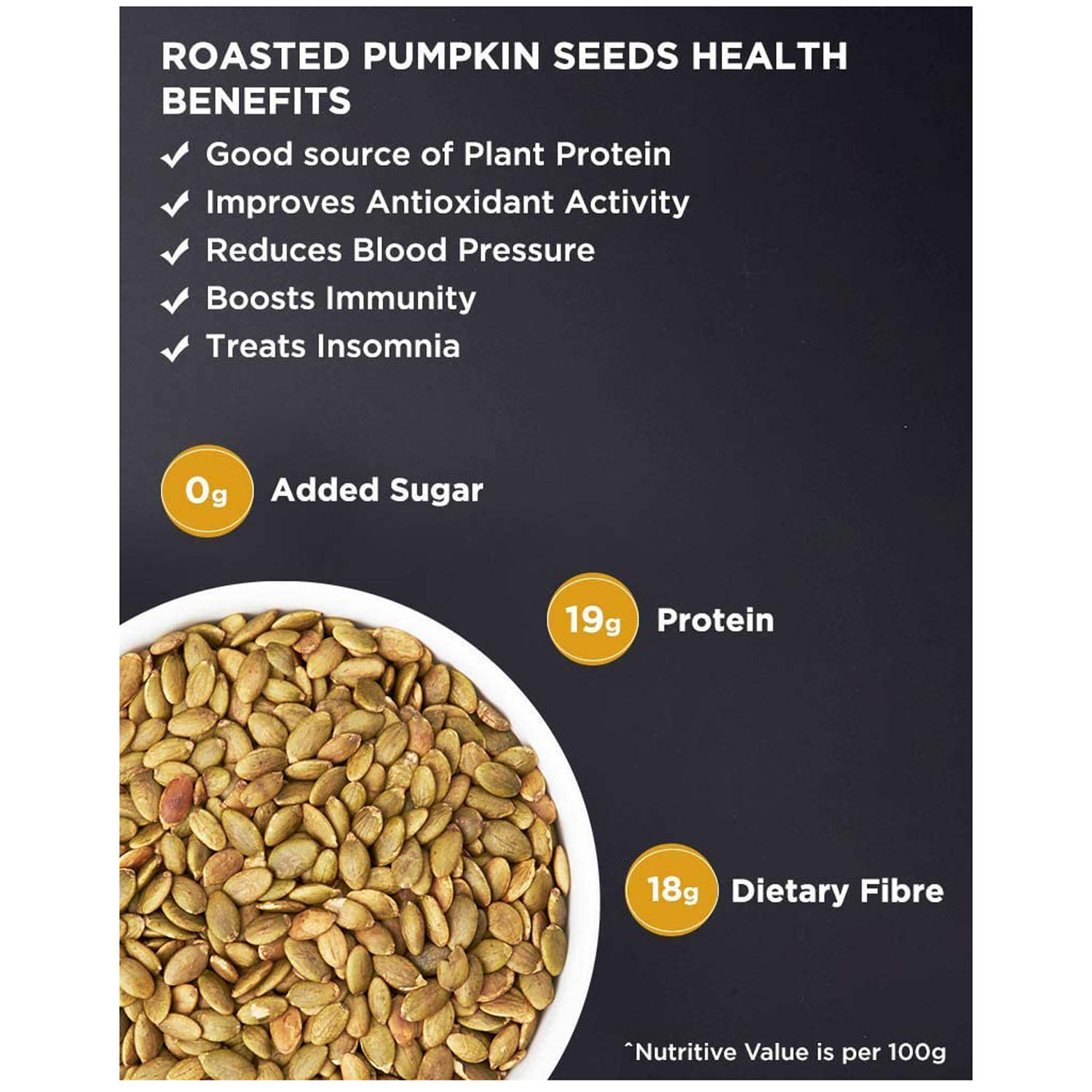 True Elements Roasted Pumpkin Seeds, 125 gm, Pack of 1 True Elements Roasted Pumpkin Seeds, 125 gm, Pack of 1
