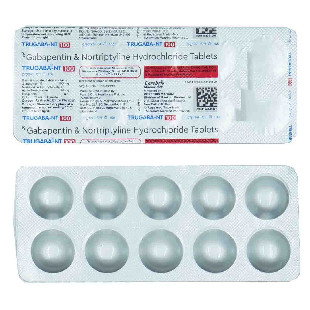 Trugaba-NT 100 Tablet 10's, Pack of 10 TABLETS Trugaba-NT 100 Tablet 10's, Pack of 10 TABLETS
