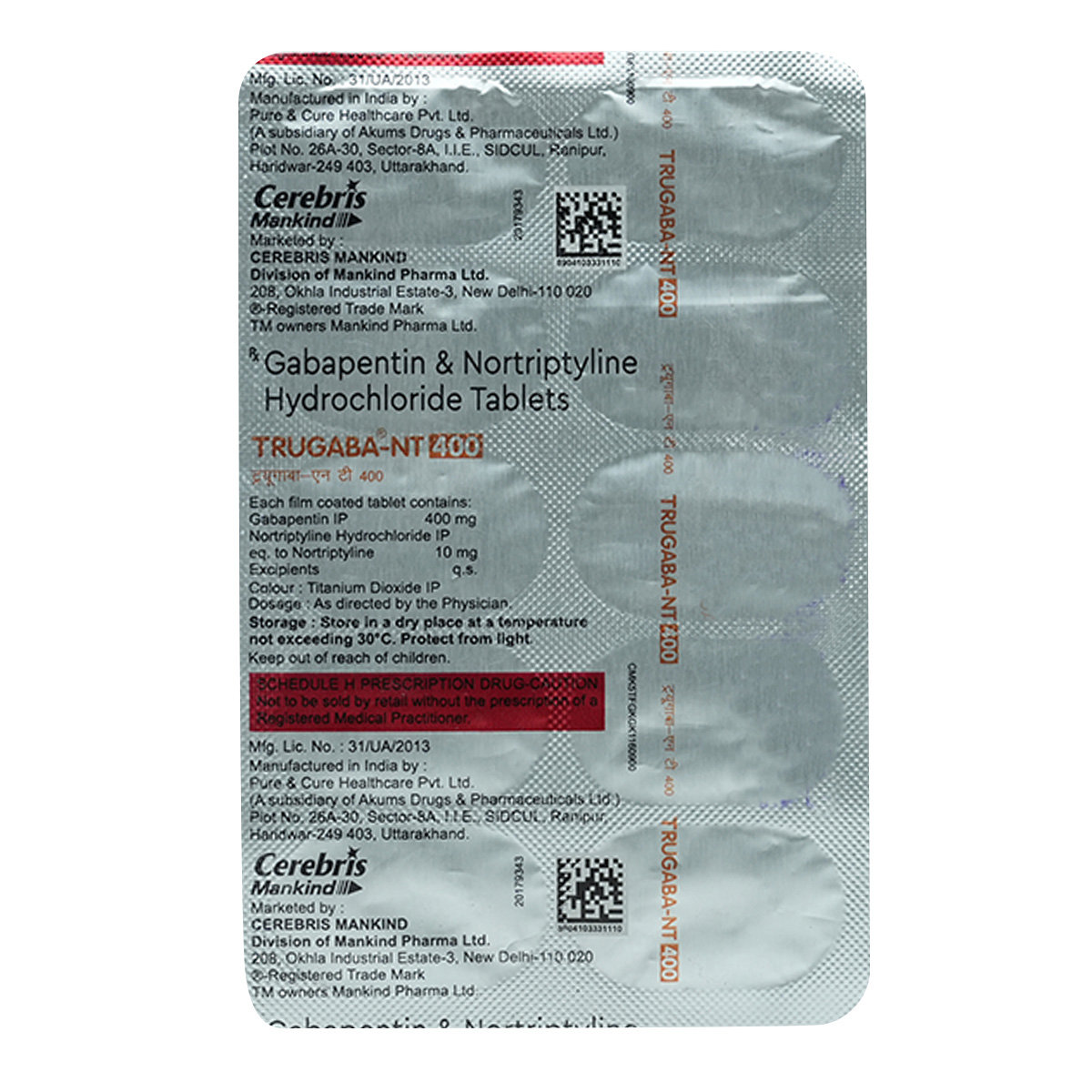 Trugaba-NT 400 Tablet 10's, Pack of 10 TABLETS Trugaba-NT 400 Tablet 10's, Pack of 10 TABLETS