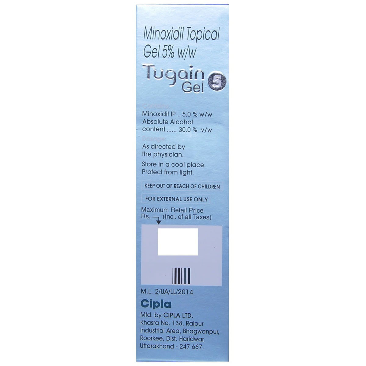 Tugain 5% Gel 60 gm, Pack of 1 GEL Tugain 5% Gel 60 gm, Pack of 1 GEL