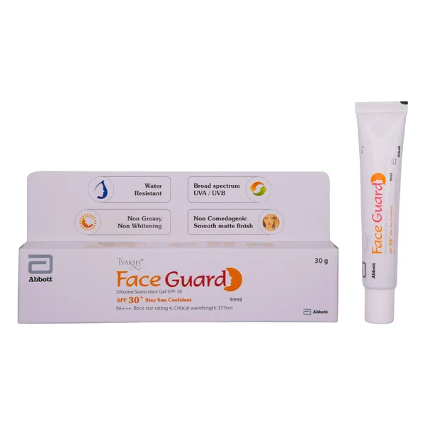 Tvaksh Face Guard SPF 30+ PA+++ Silicon Sunscreen Gel, 30 gm, Pack of 1
