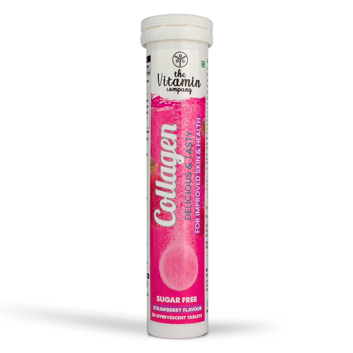 The Vitamin Company Collagen Sugar Free Strawberry Flavour, 20 Effervescent Tablet, Pack of 1 The Vitamin Company Collagen Sugar Free Strawberry Flavour, 20 Effervescent Tablet, Pack of 1