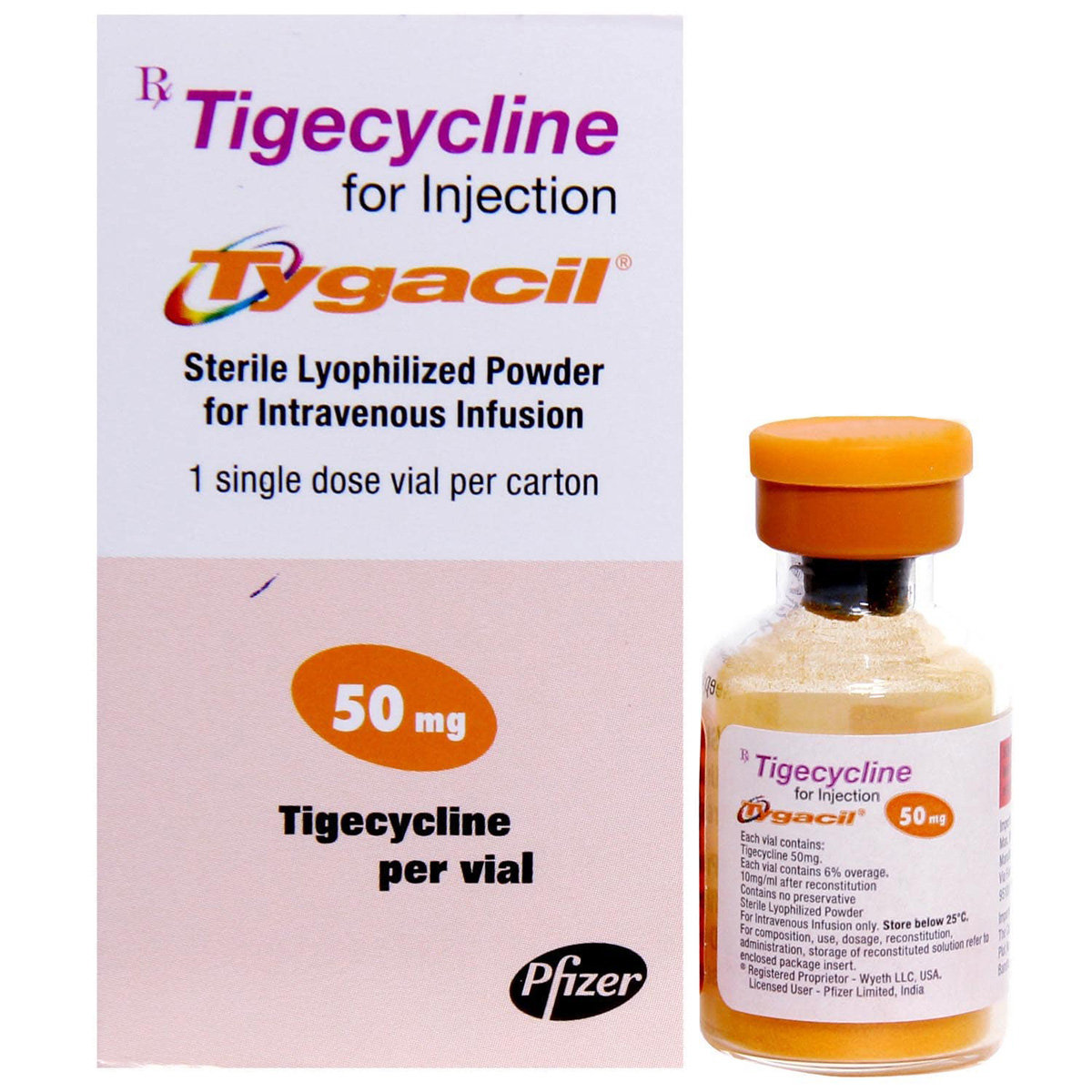 Tygacil 50 mg Injection 1's, Pack of 1 Injection Tygacil 50 mg Injection 1's, Pack of 1 Injection