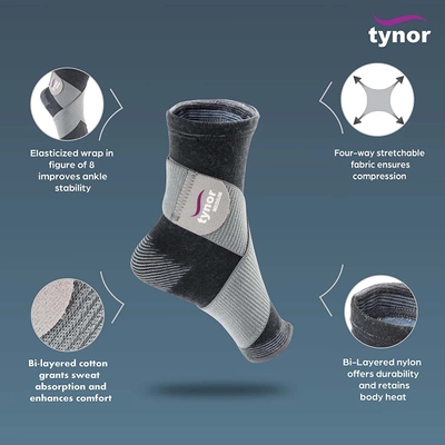 Tynor Ankle Binder Single Medium, 1 Count, Pack of 1