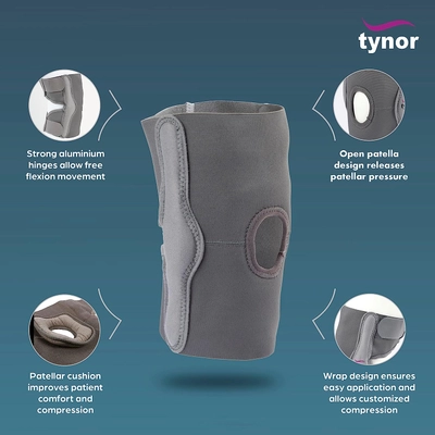 Tynor Elastic Knee Support Large, 1 Count, Pack of 1