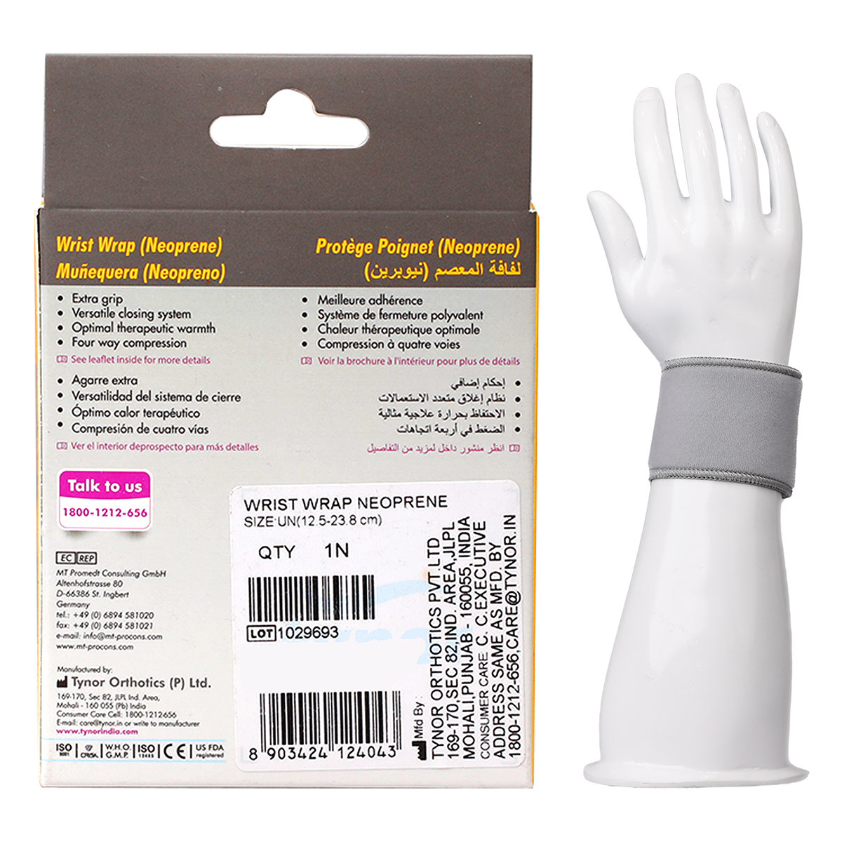 Tynor Wrist Wrap Neoprene Ambidextrous Universal, 1 Count, Pack of 1 Tynor Wrist Wrap Neoprene Ambidextrous Universal, 1 Count, Pack of 1