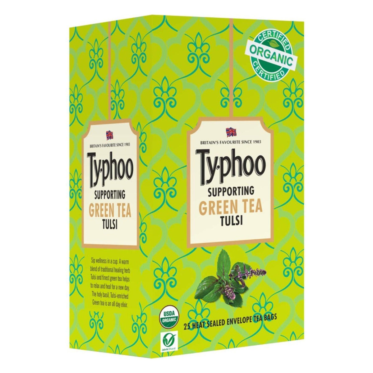 Ty.phoo Supporting Green Tea Tulsi Bags, 25 Count, Pack of 1 Ty.phoo Supporting Green Tea Tulsi Bags, 25 Count, Pack of 1