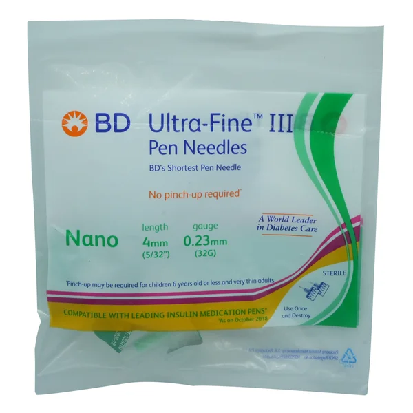 BD Ultra-Fine III Nano 4mm 32G Pen Needles 5's, Pack of 5