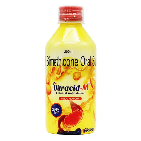 Ultracid-M Sugar Free Mango Flavour Oral Suspension 200 ml, Pack of 1 Suspension