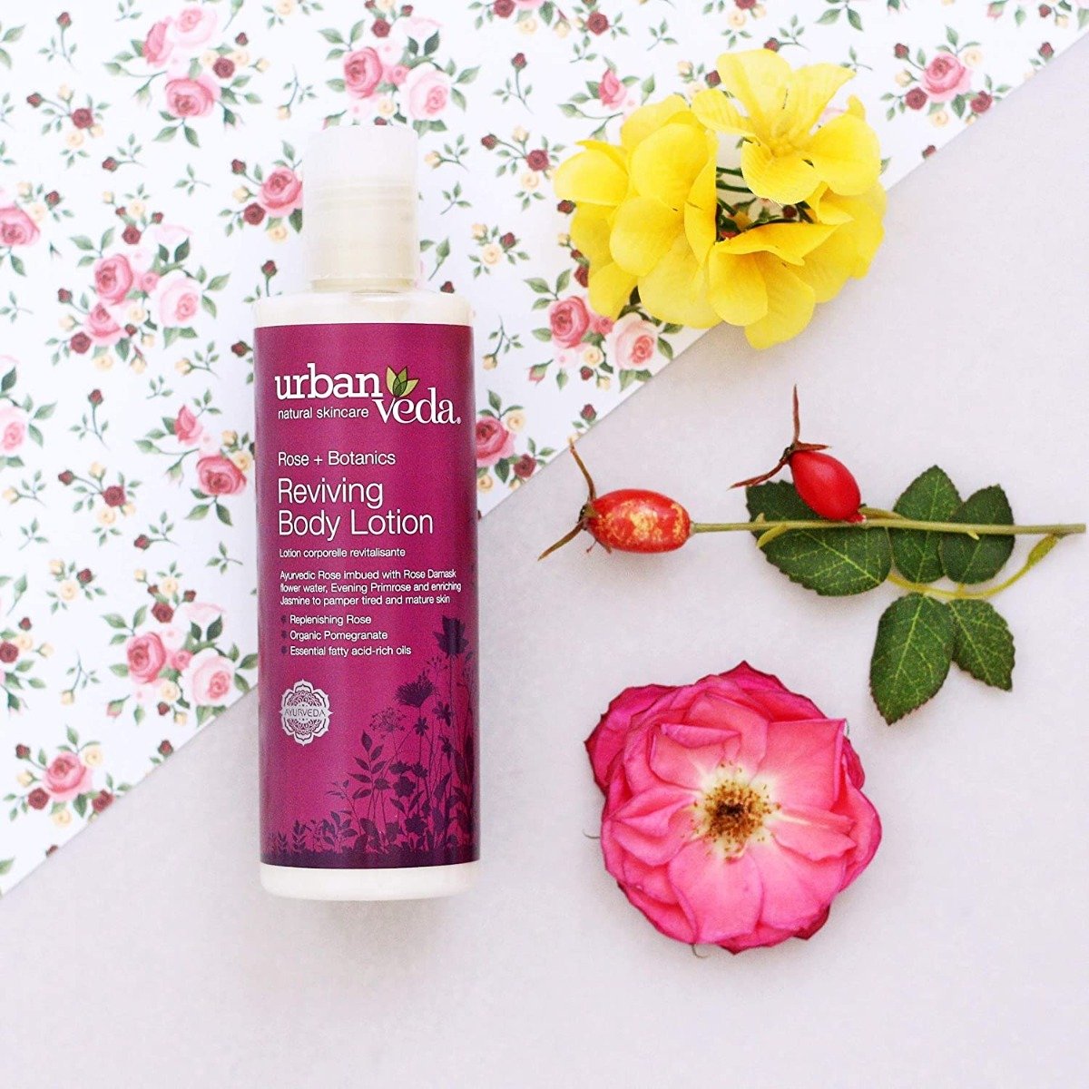 Urban Veda Reviving Rose Body Lotion 250 ml | Rose, Pomegrante Extract And Essential Fatty Acid Rich Oil | Effective Skin Hydration | Moisturises & Nourishes | For Tired & Mature Skin, Pack of 1 Urban Veda Reviving Rose Body Lotion 250 ml | Rose, Pomegrante Extract And Essential Fatty Acid Rich Oil | Effective Skin Hydration | Moisturises & Nourishes | For Tired & Mature Skin, Pack of 1