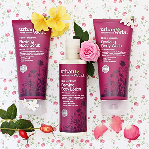 Urban Veda Reviving Rose Body Lotion 250 ml | Rose, Pomegrante Extract And Essential Fatty Acid Rich Oil | Effective Skin Hydration | Moisturises & Nourishes | For Tired & Mature Skin, Pack of 1 Urban Veda Reviving Rose Body Lotion 250 ml | Rose, Pomegrante Extract And Essential Fatty Acid Rich Oil | Effective Skin Hydration | Moisturises & Nourishes | For Tired & Mature Skin, Pack of 1