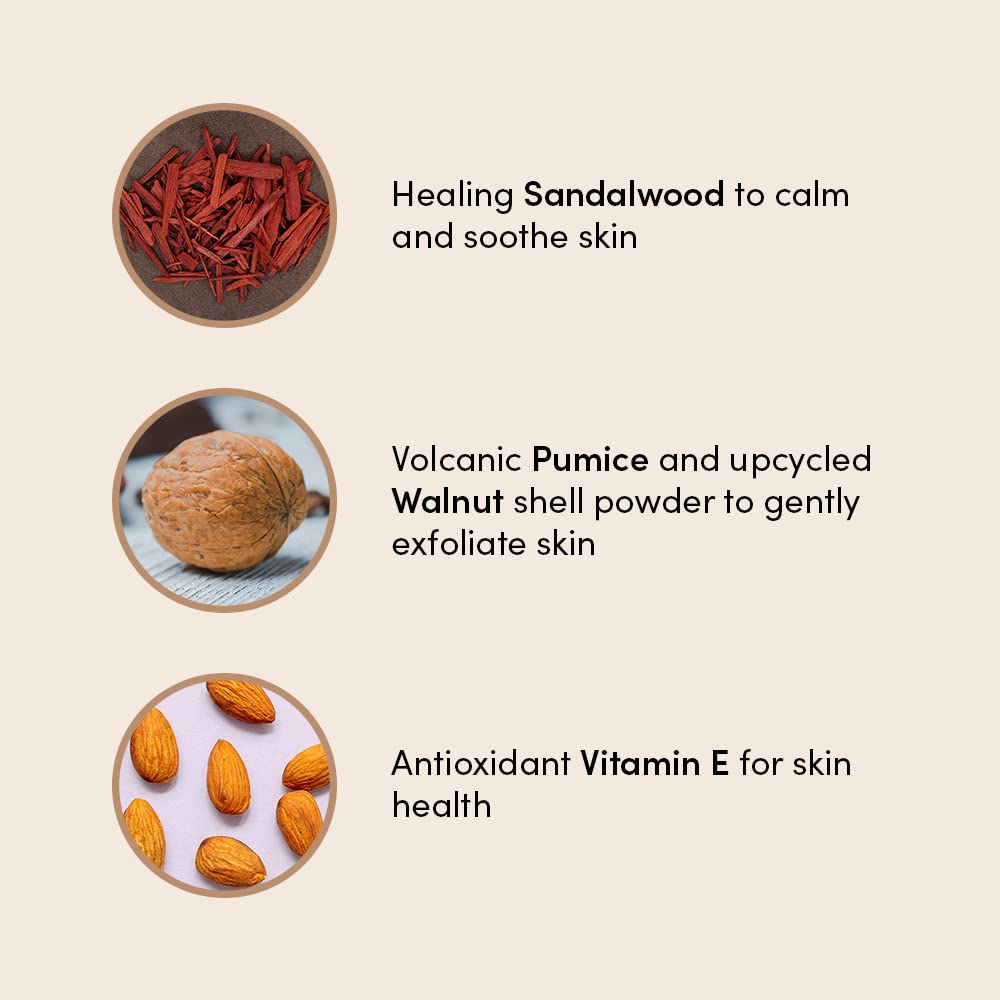 Urban Veda Soothing Sandalwood Body Scrub 200 ml | Sandalwood, Organic Aloe Vera & Ylang Ylang | Clarifies Skin With Clary Sage | Calm, Sooths Skin | For Destressed Skin, Pack of 1 Urban Veda Soothing Sandalwood Body Scrub 200 ml | Sandalwood, Organic Aloe Vera & Ylang Ylang | Clarifies Skin With Clary Sage | Calm, Sooths Skin | For Destressed Skin, Pack of 1