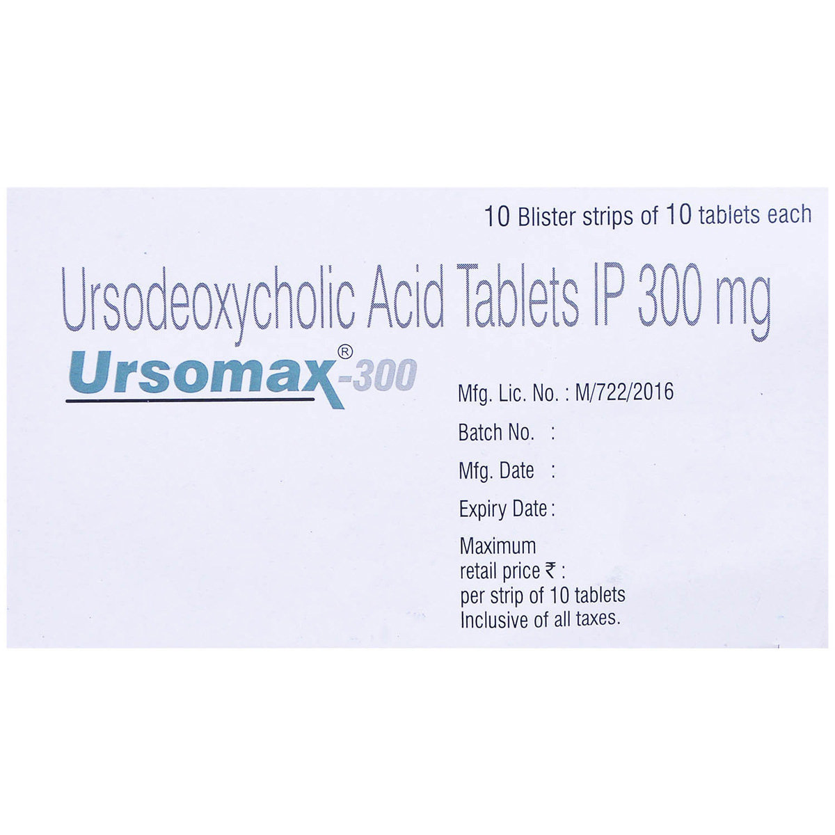 Ursomax-300 Tablet 10's, Pack of 10 TABLETS Ursomax-300 Tablet 10's, Pack of 10 TABLETS