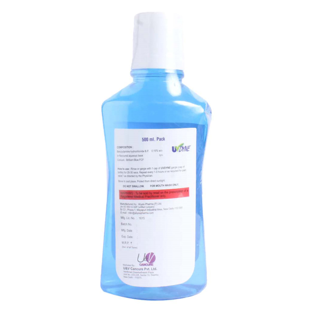 Uvdyne Mouthwash, 500 ml, Pack of 1 Uvdyne Mouthwash, 500 ml, Pack of 1