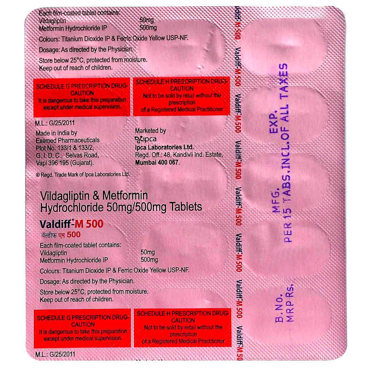 Valdiff-M 500 Tablet 15's, Pack of 15 TABLETS Valdiff-M 500 Tablet 15's, Pack of 15 TABLETS