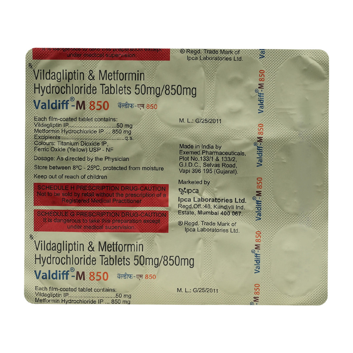 Valdiff-M 850 Tablet 15's, Pack of 15 TabletS Valdiff-M 850 Tablet 15's, Pack of 15 TabletS