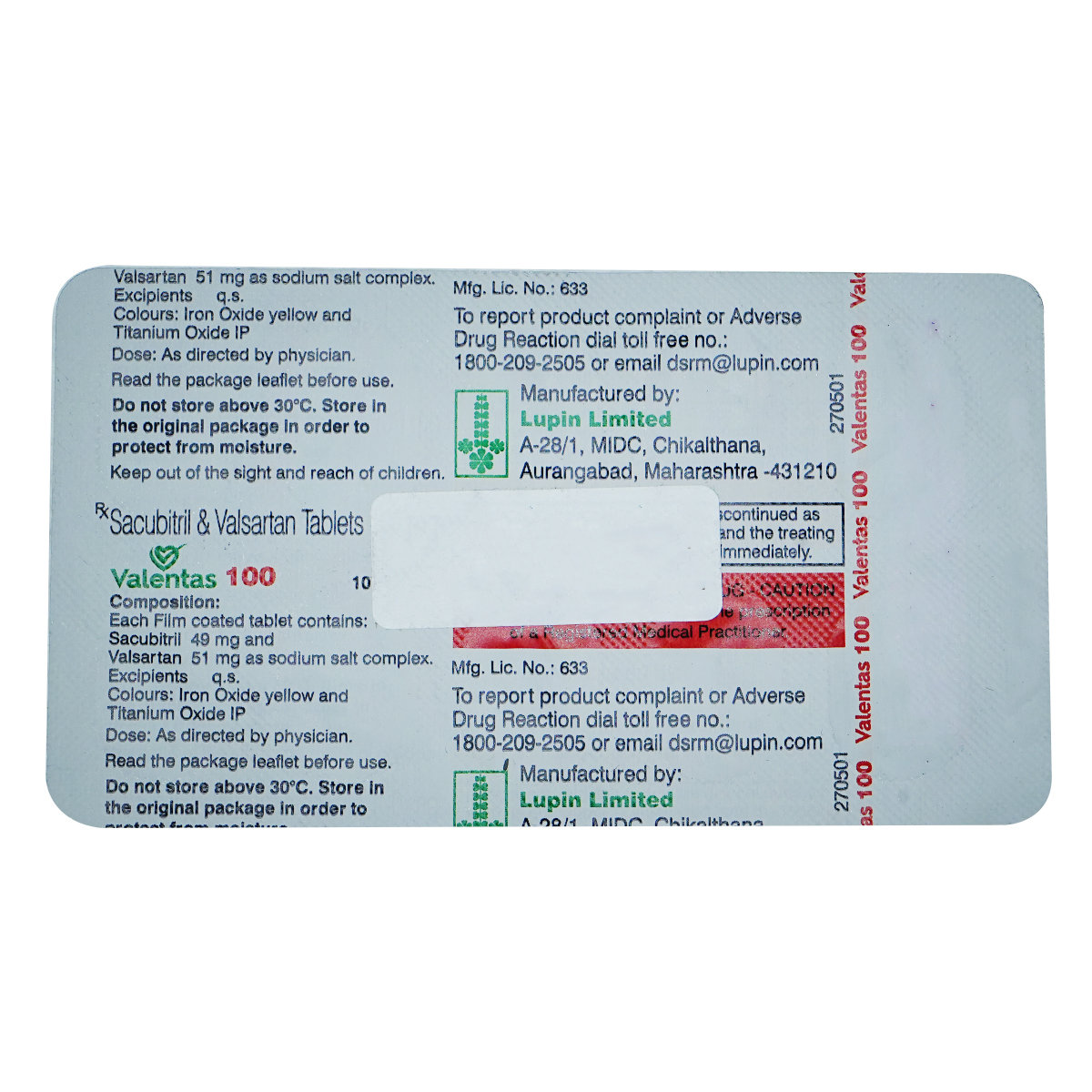 Valentas 100 Tablet 10's, Pack of 10 Valentas 100 Tablet 10's, Pack of 10