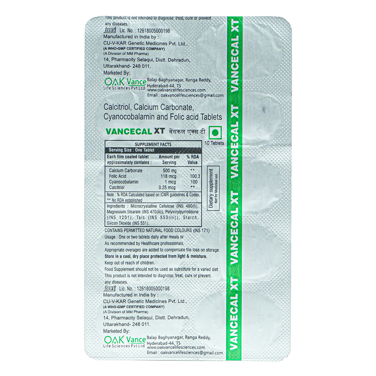 Vancecal XT Tablet 10's, Pack of 10 TABLETS Vancecal XT Tablet 10's, Pack of 10 TABLETS