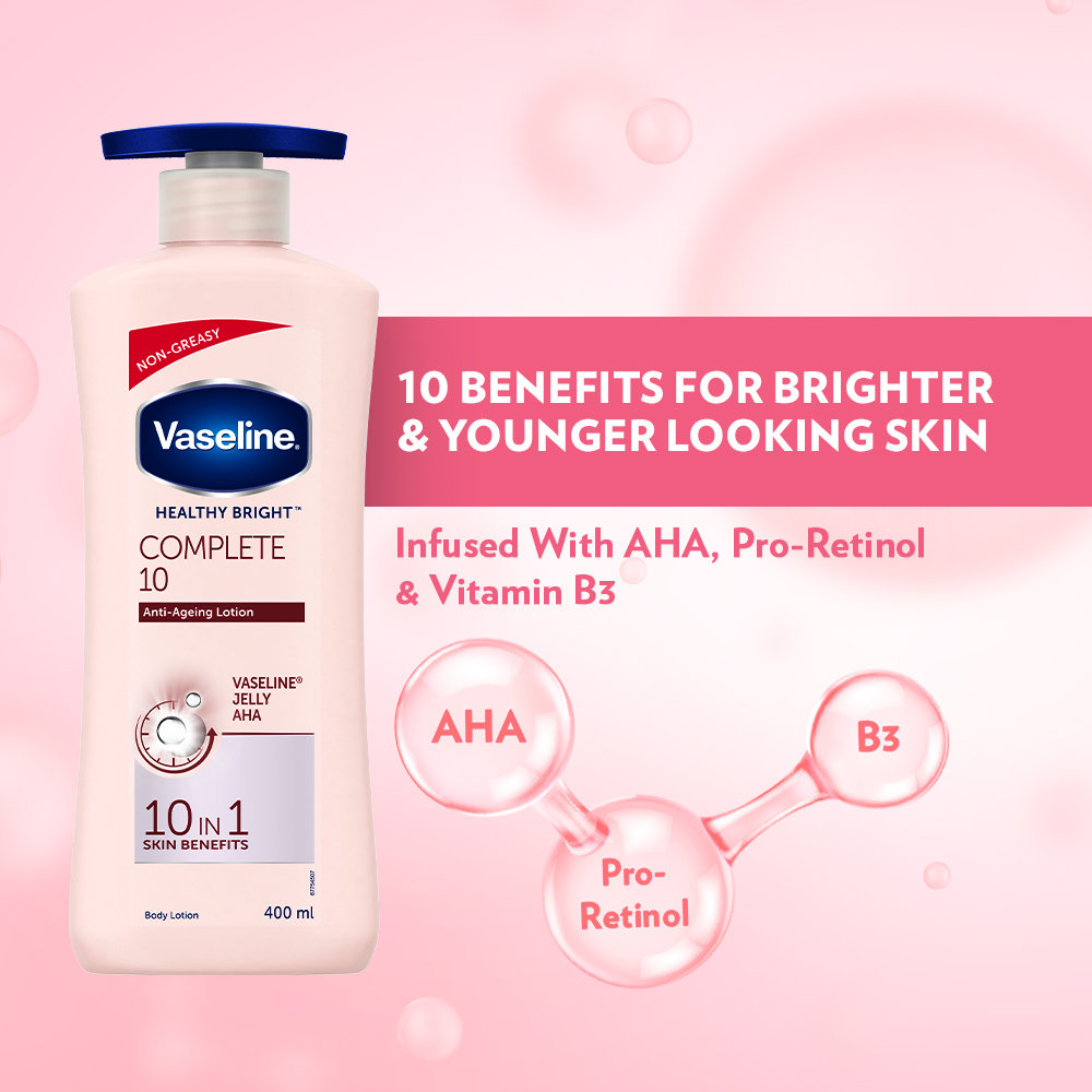 Vaseline Healthy Bright Complete10 Anti-Ageing Lotion, 400 ml, Pack of 1 Vaseline Healthy Bright Complete10 Anti-Ageing Lotion, 400 ml, Pack of 1