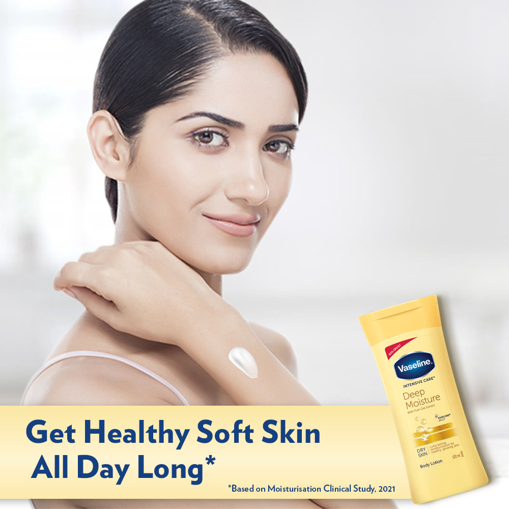 Vaseline Intensive Care Deep Moisture Body Lotion 100 ml | Long Lasting Moisturization Upto 48 Hrs | Non Greasy & Fast Absorbing | For Dry Skin, Pack of 1 Vaseline Intensive Care Deep Moisture Body Lotion 100 ml | Long Lasting Moisturization Upto 48 Hrs | Non Greasy & Fast Absorbing | For Dry Skin, Pack of 1