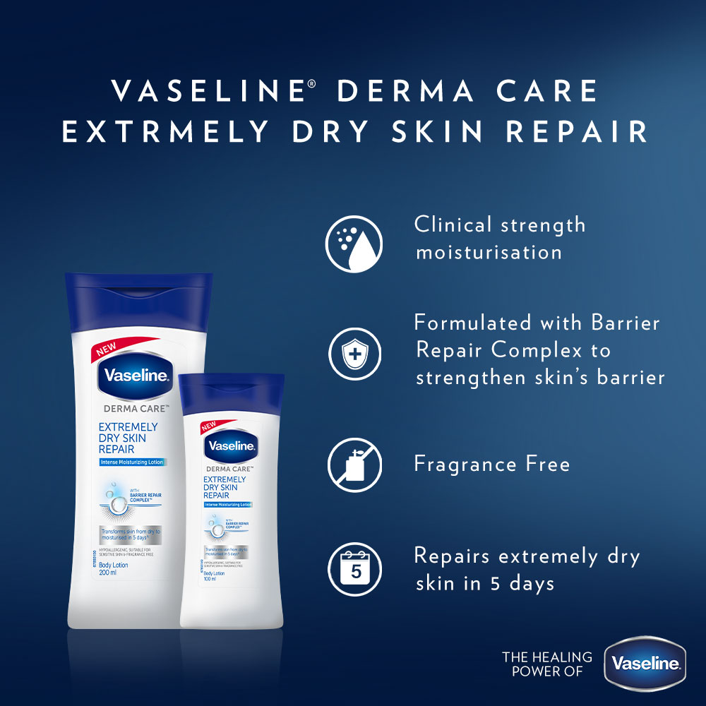 Vaseline Derma Care Intense Moisturizing Body Lotion 200 ml | With Barrier Repair Complex | Repairs & Moisturises Dry Skin In 5 Days | For Extremly Dry Skin & Sensitive Skin, Pack of 1 Vaseline Derma Care Intense Moisturizing Body Lotion 200 ml | With Barrier Repair Complex | Repairs & Moisturises Dry Skin In 5 Days | For Extremly Dry Skin & Sensitive Skin, Pack of 1