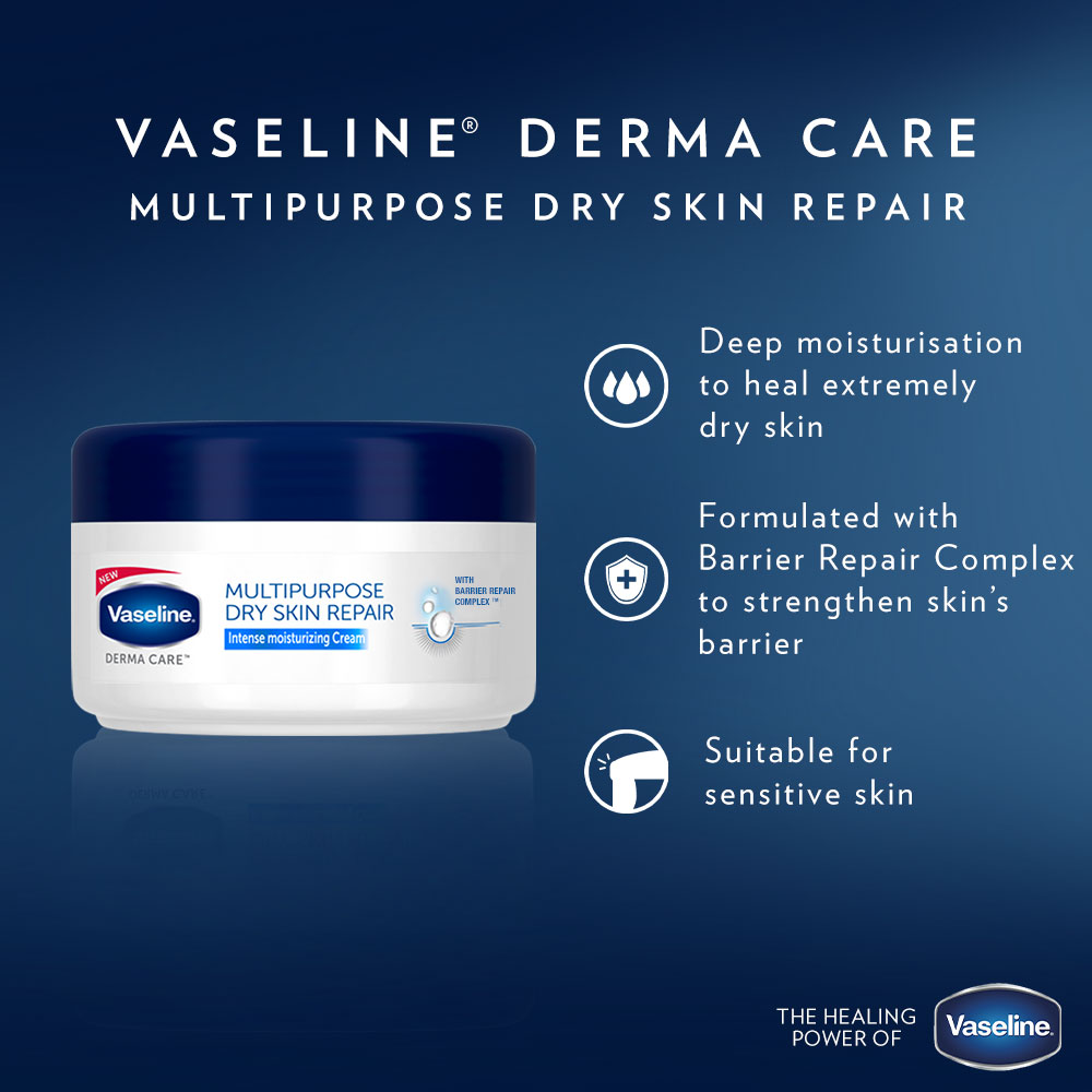 Vaseline Derma Care Intense Moisturizing Cream for Dry Skin 80 gm | With Barrier Repair Complex | Repairs & Moisturises Dry Skin | For Extremly Dry Skin & Sensitive Skin, Pack of 1 Vaseline Derma Care Intense Moisturizing Cream for Dry Skin 80 gm | With Barrier Repair Complex | Repairs & Moisturises Dry Skin | For Extremly Dry Skin & Sensitive Skin, Pack of 1