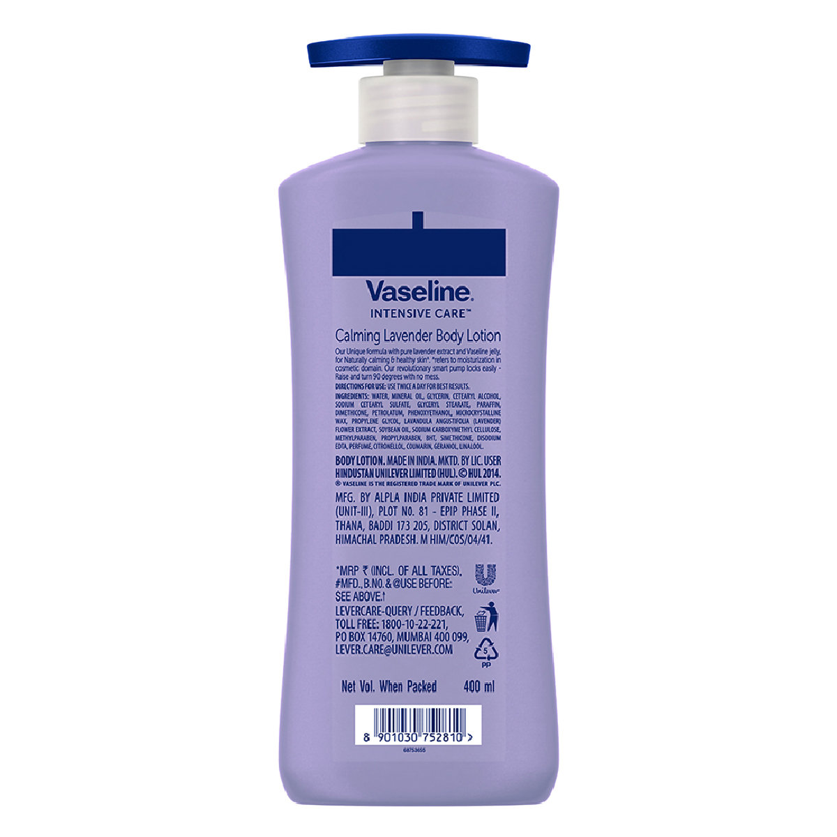 Vaseline Intensive Care Calming Lavender Body Lotion 400 ml | With Lavender Extract | Intense Moisturization | For Healthy Skin | Non Greasy & Fast Absorbing, Pack of 1 Vaseline Intensive Care Calming Lavender Body Lotion 400 ml | With Lavender Extract | Intense Moisturization | For Healthy Skin | Non Greasy & Fast Absorbing, Pack of 1