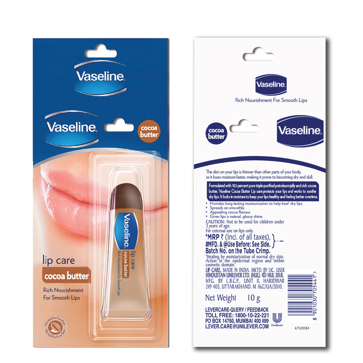 Vaseline Cocoa Butter Lip Care 10 gm | With 100% Pure Cocoa Butter | Long Lasting Intensive Moisturisation | Heal Dry, Dull & Cracked Lips | Gives Natural & Glossy Shine, Pack of 1 Vaseline Cocoa Butter Lip Care 10 gm | With 100% Pure Cocoa Butter | Long Lasting Intensive Moisturisation | Heal Dry, Dull & Cracked Lips | Gives Natural & Glossy Shine, Pack of 1