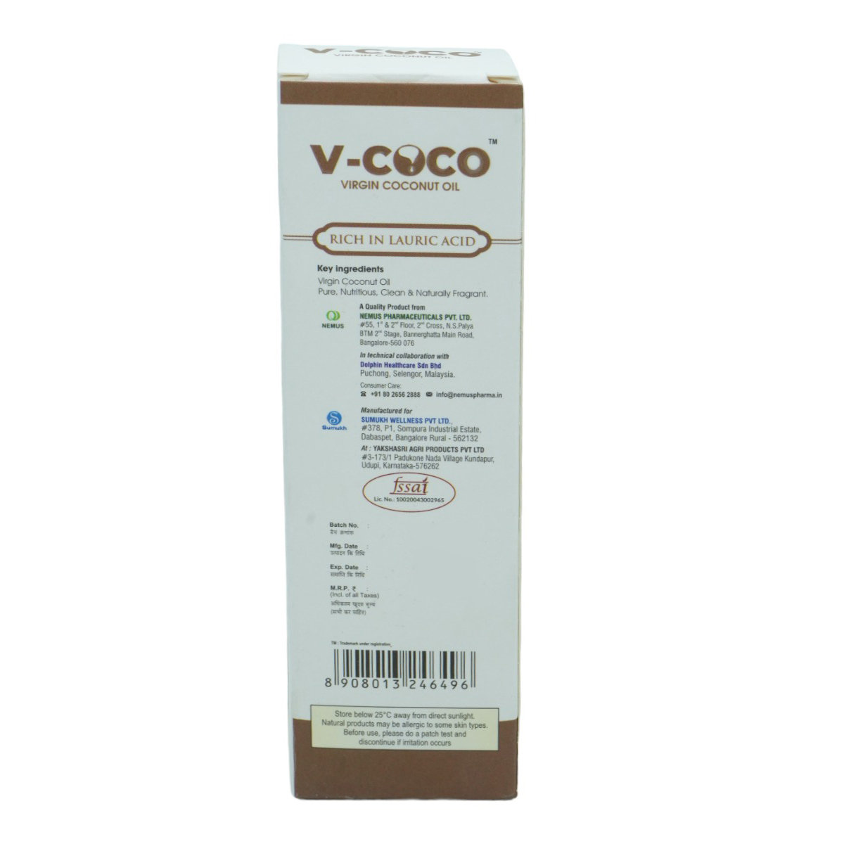 V-Coco Virgin Coconut Oil 100 ml, Pack of 1 V-Coco Virgin Coconut Oil 100 ml, Pack of 1