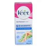 Veet 5 in 1 Skin Benefits Hair Removal Cream For Sensitive Skin, 25 gm, Pack of 1