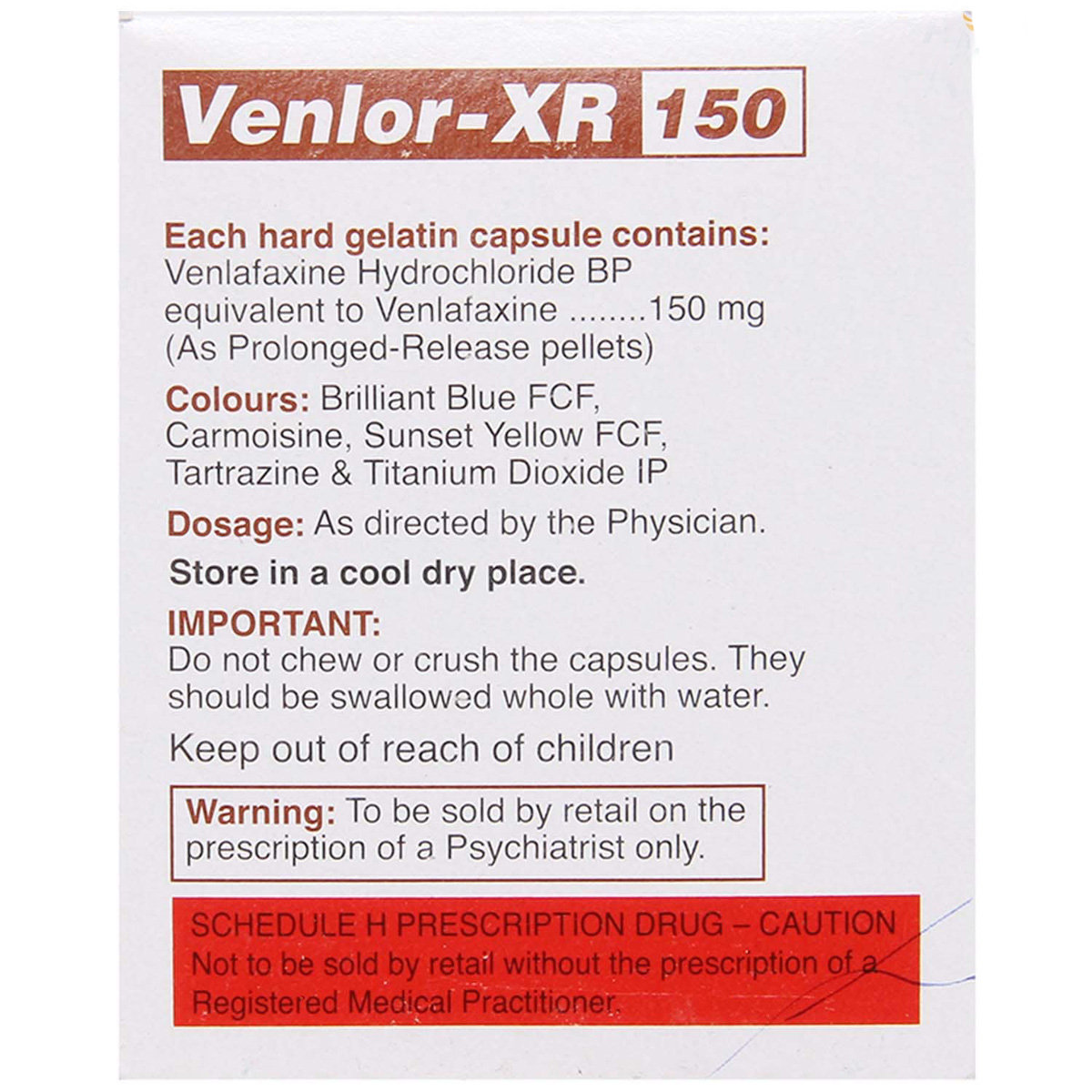 Venlor-XR 150 Capsule 10's, Pack of 10 CAPSULES Venlor-XR 150 Capsule 10's, Pack of 10 CAPSULES