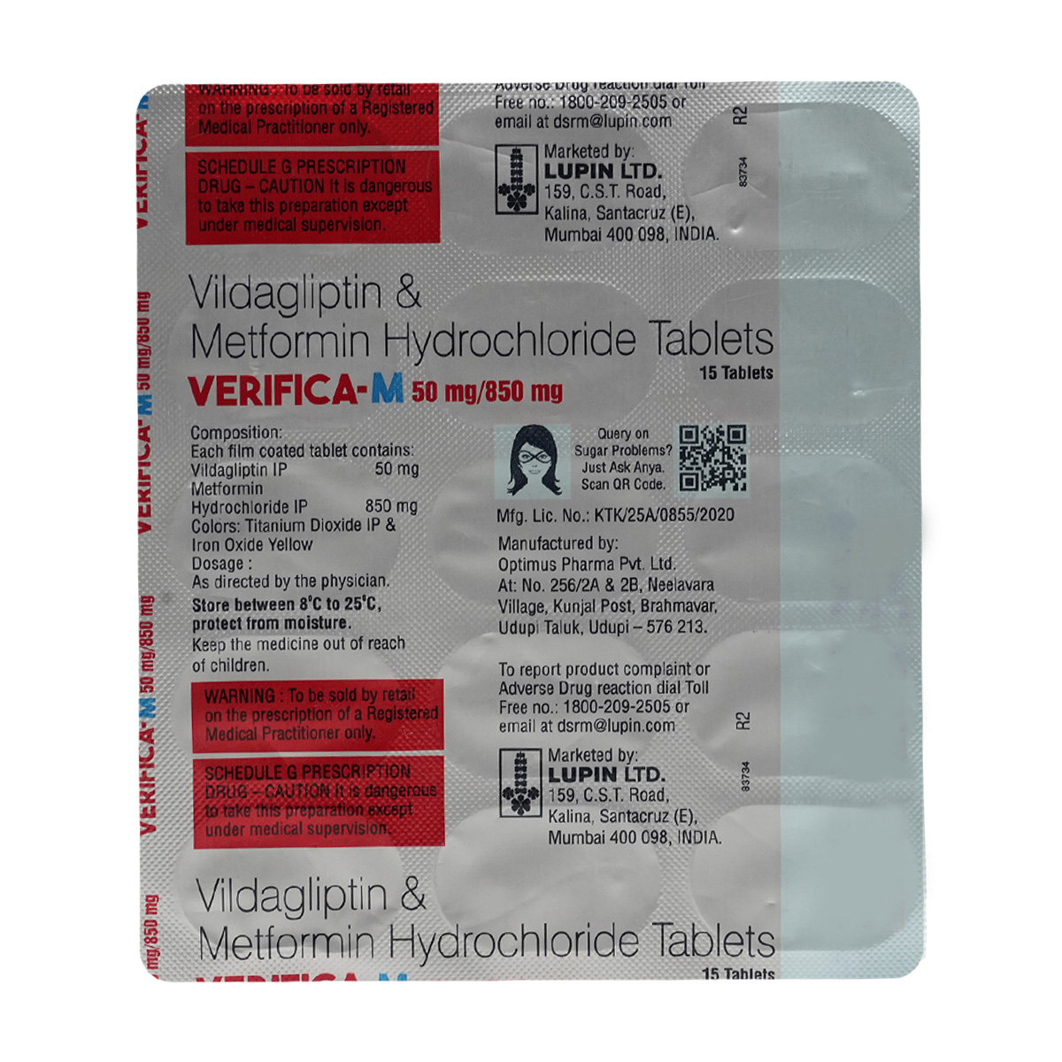 Verifica M 50/850mg Tablet 15's, Pack of 15 Verifica M 50/850mg Tablet 15's, Pack of 15