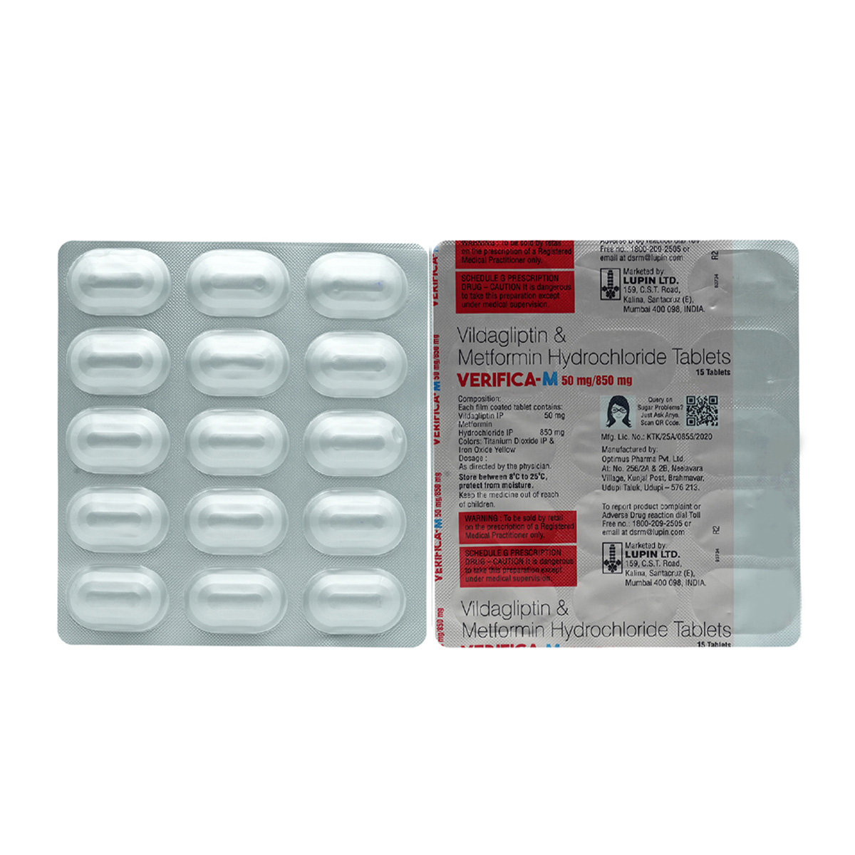 Verifica M 50/850mg Tablet 15's, Pack of 15 Verifica M 50/850mg Tablet 15's, Pack of 15
