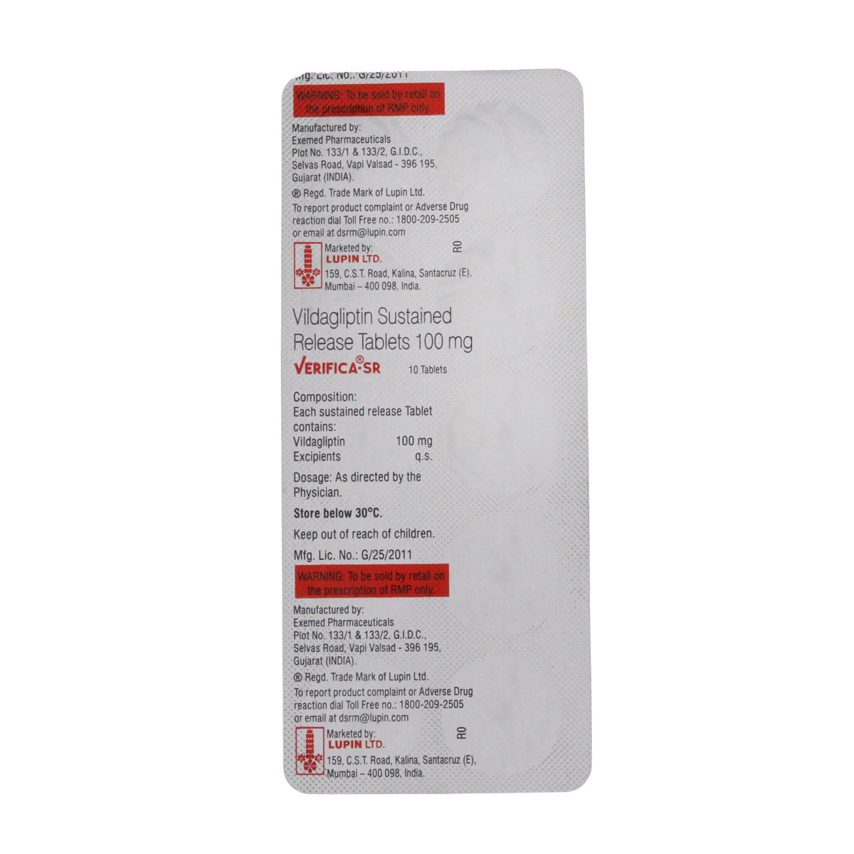 Verifica-SR 100 Tablet 10's, Pack of 10 TABLETS Verifica-SR 100 Tablet 10's, Pack of 10 TABLETS