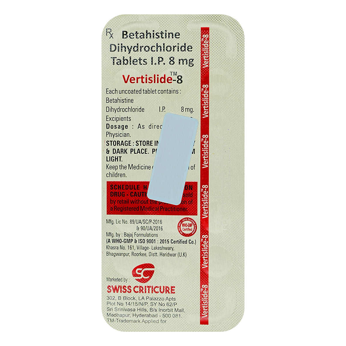 Vertislide-8 Tablet 15's, Pack of 15 TABLETS Vertislide-8 Tablet 15's, Pack of 15 TABLETS