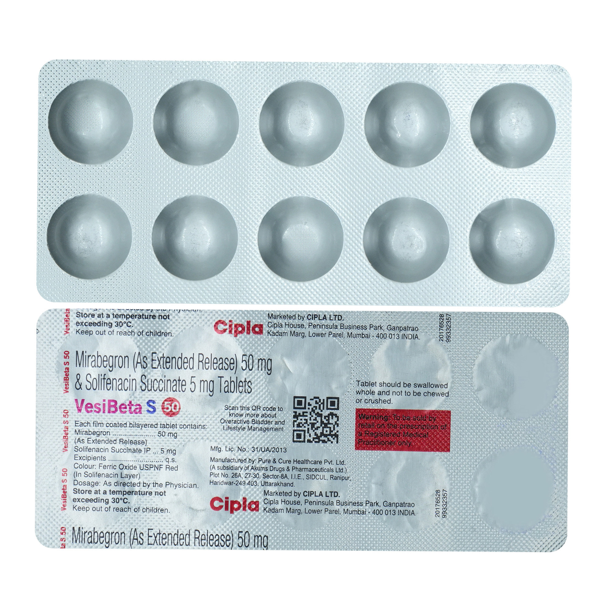 Vesibeta S 50 Tablet 10's, Pack of 10 Vesibeta S 50 Tablet 10's, Pack of 10