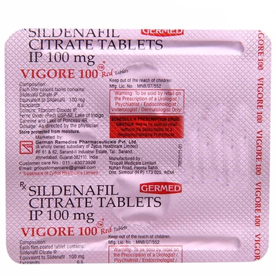 Vigore 100 Red Tablet 4's, Pack of 4 TABLETS