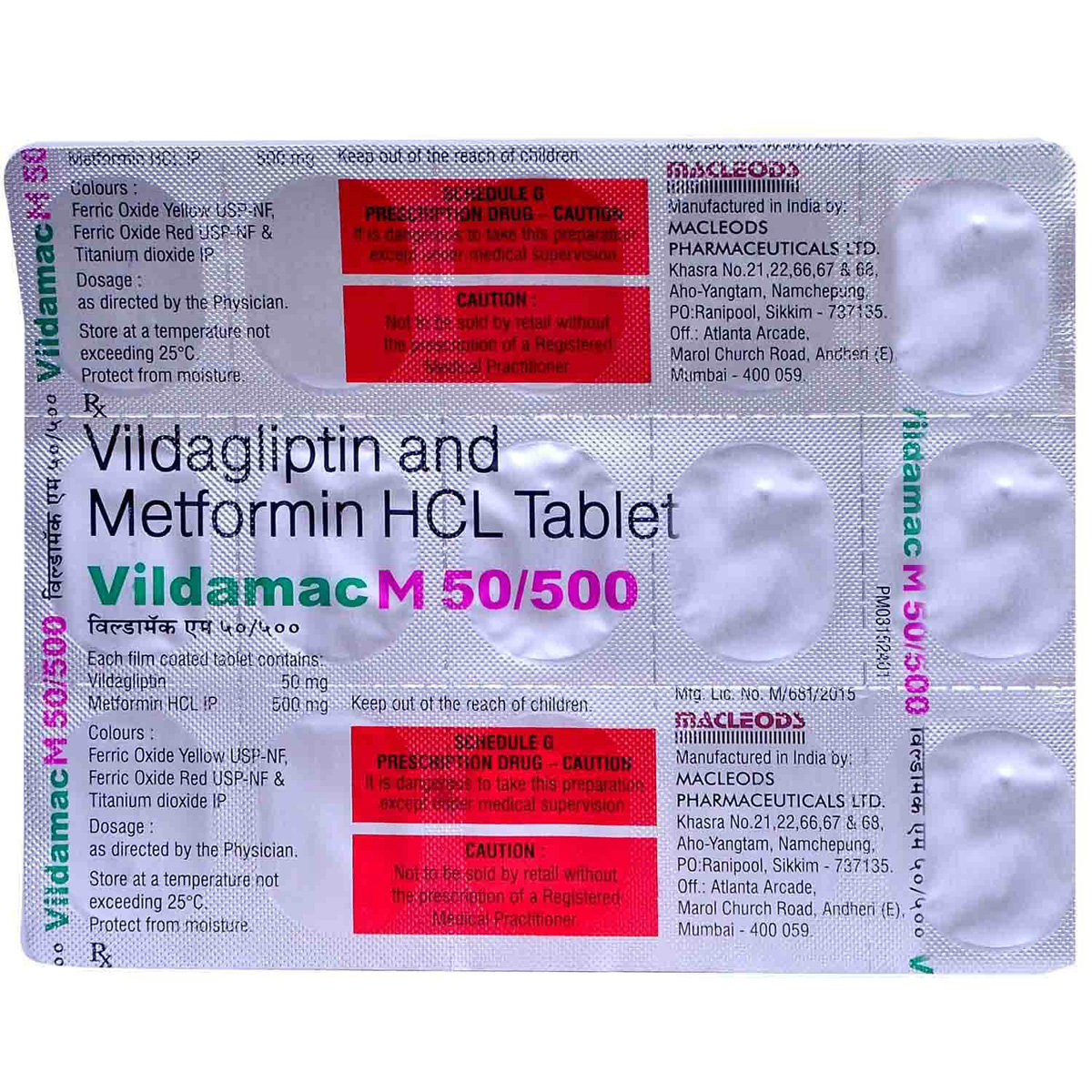 Vildamac M 50/500 Tablet 15's, Pack of 15 TABLETS Vildamac M 50/500 Tablet 15's, Pack of 15 TABLETS