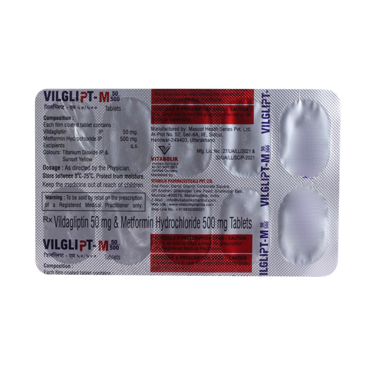 Buy Vilglipt-M 50/500mg Tablet 10's Online