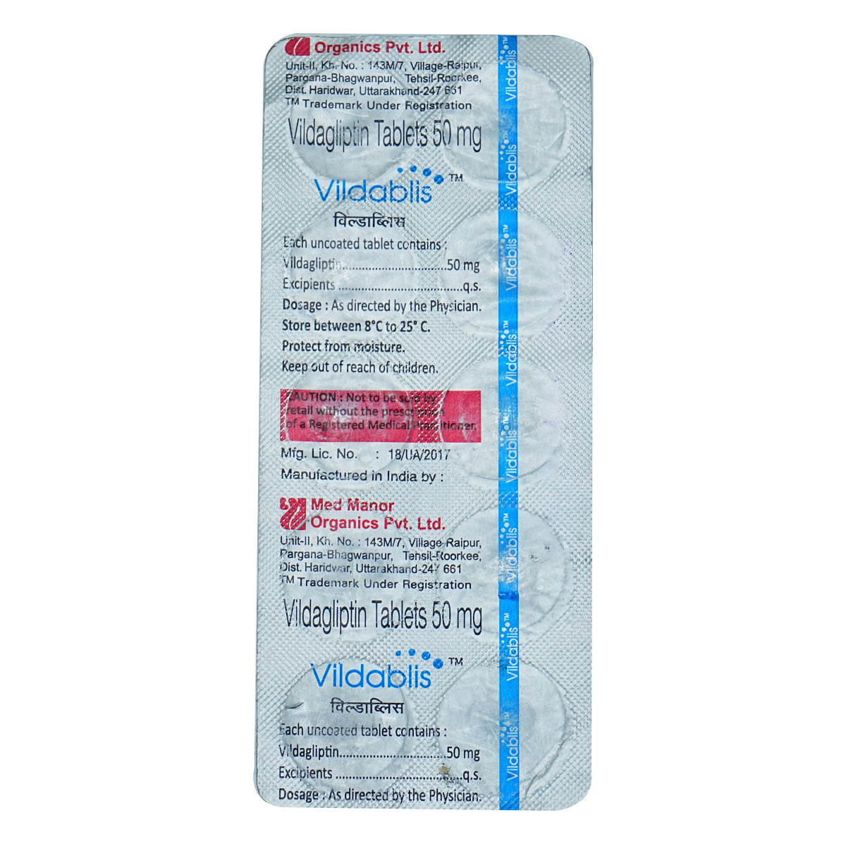 Vildablis 50 mg Tablet 10's, Pack of 10 TABLETS Vildablis 50 mg Tablet 10's, Pack of 10 TABLETS
