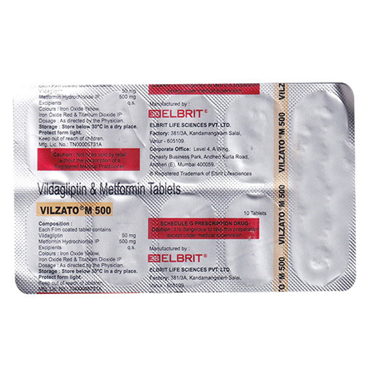 Vilzato M 500 mg/50 mg Tablet 10's, Pack of 10 Vilzato M 500 mg/50 mg Tablet 10's, Pack of 10