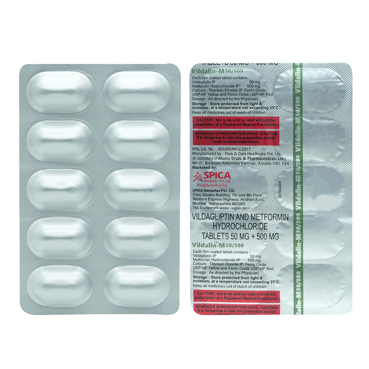 Vildalin-M 50/500 Tablet 10's, Pack of 10 TABLETS Vildalin-M 50/500 Tablet 10's, Pack of 10 TABLETS