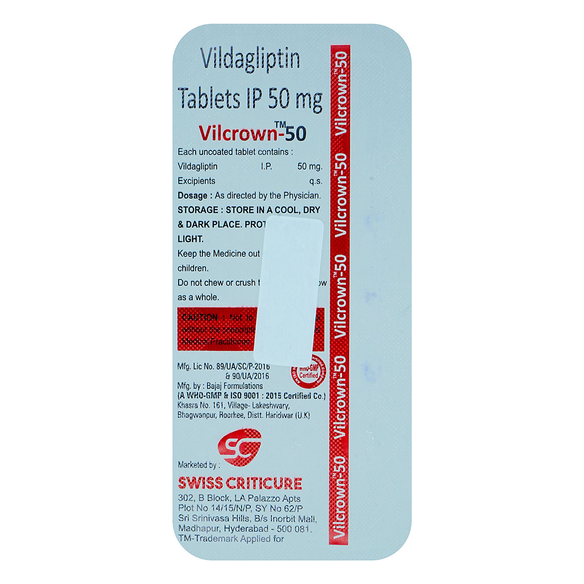 Vilcrown-50 Tablet 15's, Pack of 15 TABLETS Vilcrown-50 Tablet 15's, Pack of 15 TABLETS